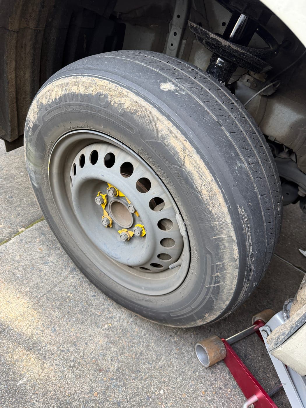 Worn Toyota HiAce van tyre before replacement in Bankstown