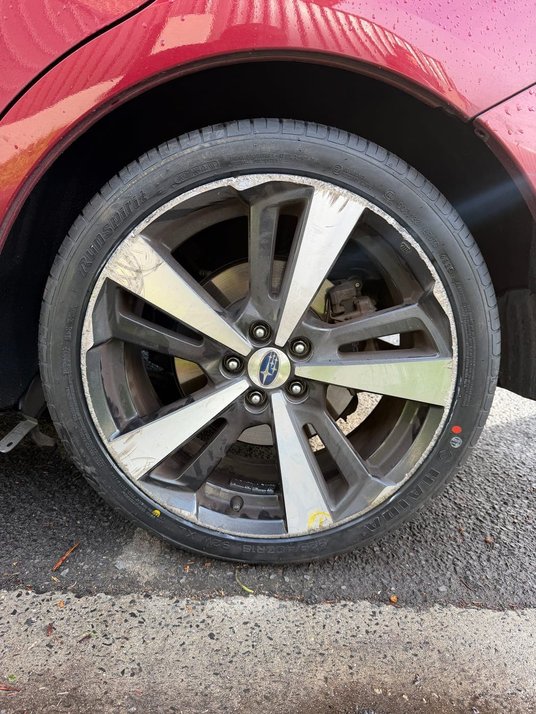 New tyre fitted to a Subaru Impreza in Campbelltown by Top Tier Mobile Tyres
