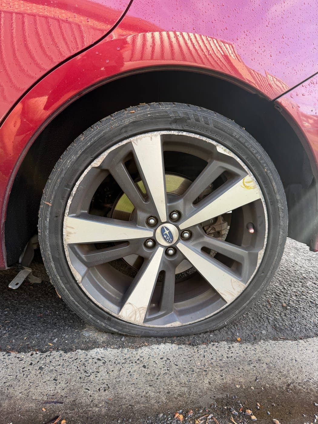 Subaru Impreza tyre before replacement in Campbelltown