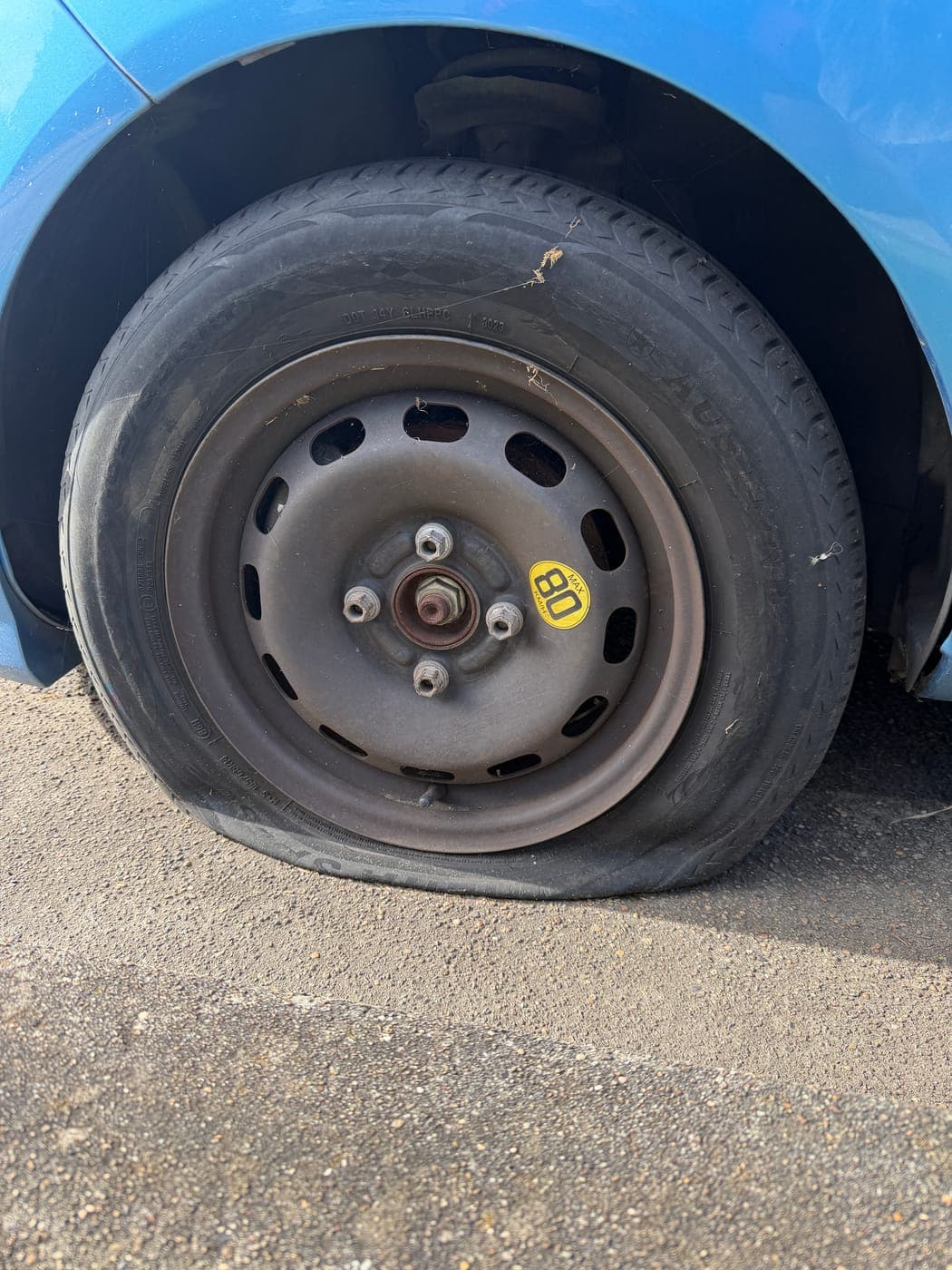 Worn tyre before replacement in Chipping Norton