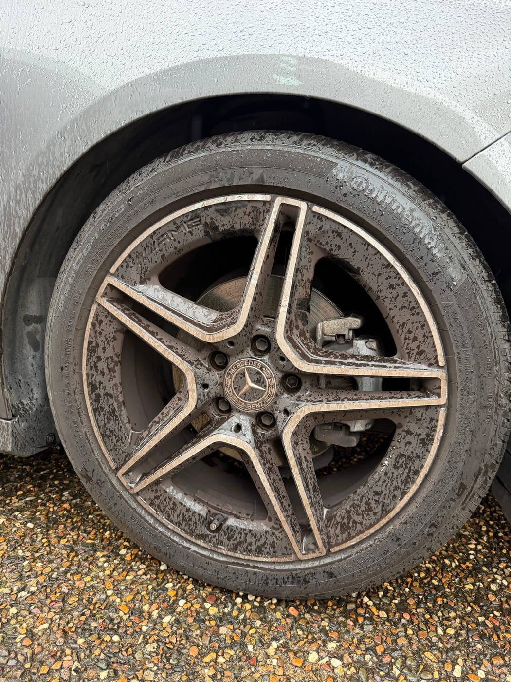 Punctured Mercedes tyre before replacement in Denham Court