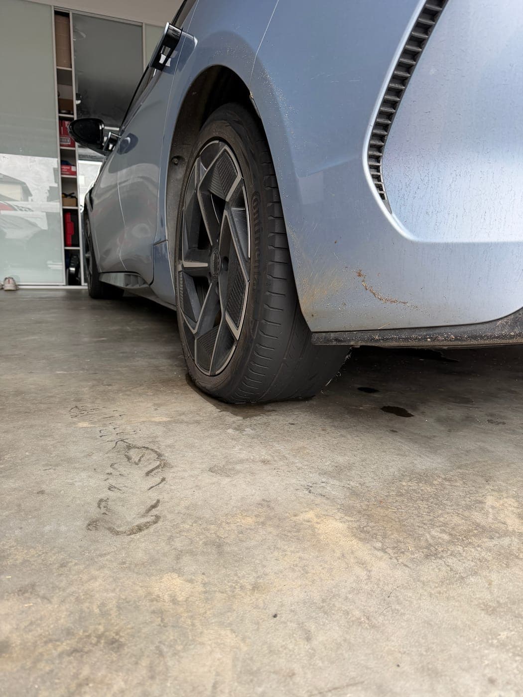 BYD rear tyre worn to the canvas on the inner edge before replacement in Denham Court