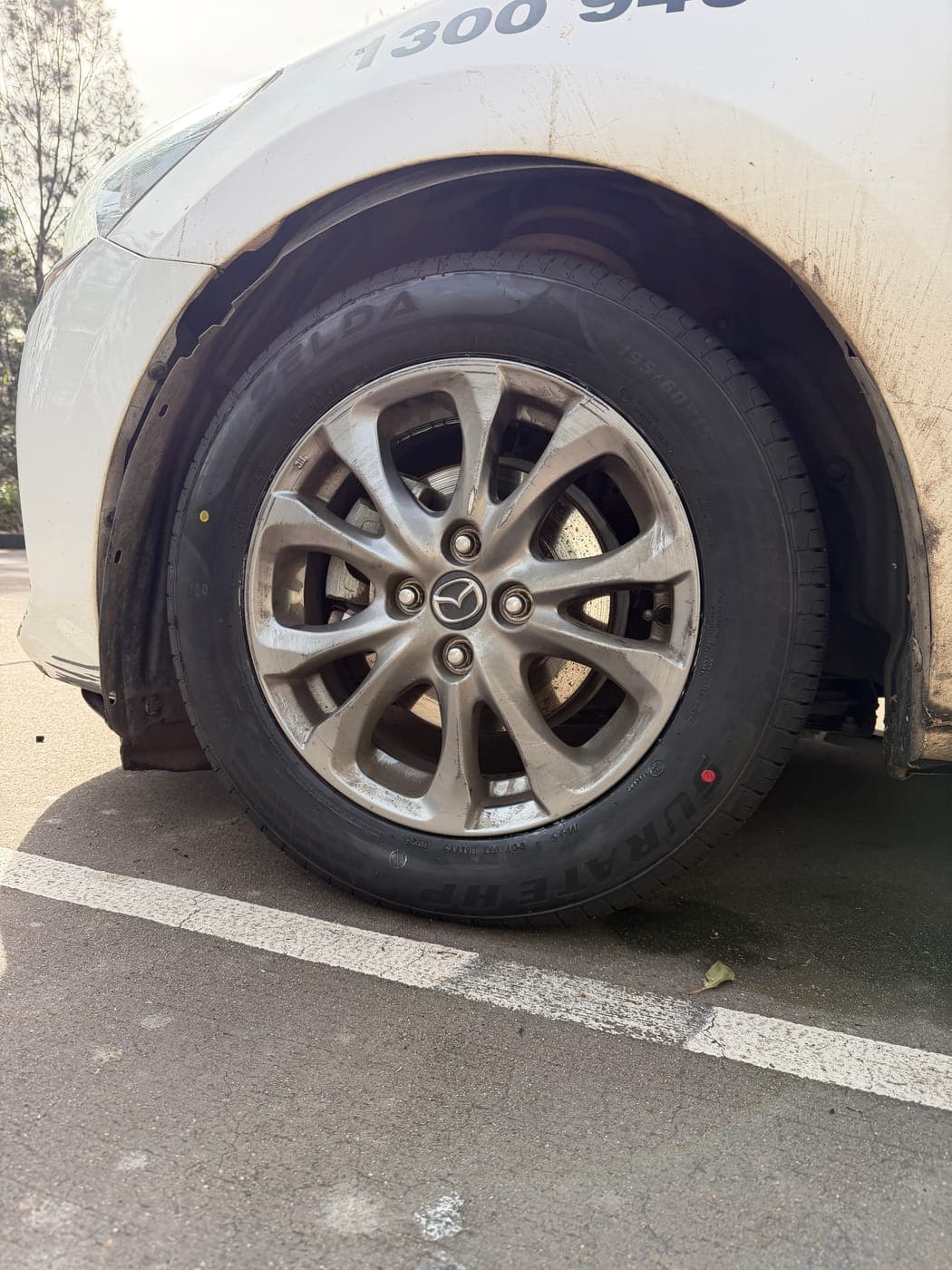 New tyre fitted to a Mazda 3 in Harrington Park by Top Tier Mobile Tyres