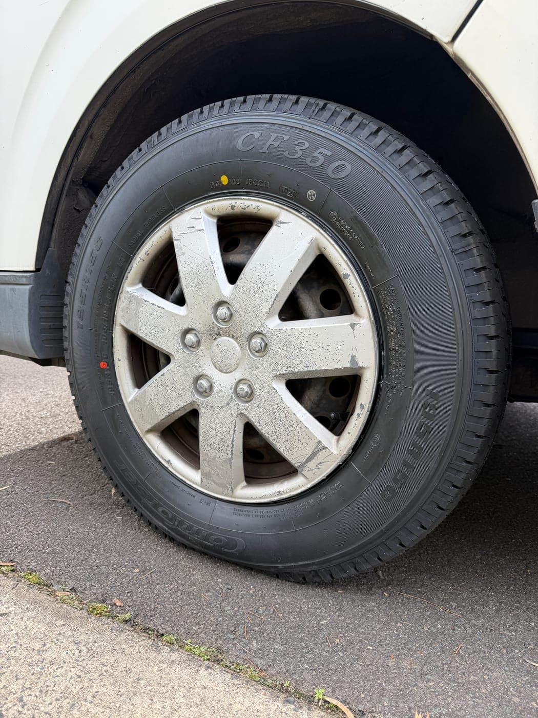 New tyre fitted to a Toyota HiAce van in Seven Hills by Top Tier Mobile Tyres