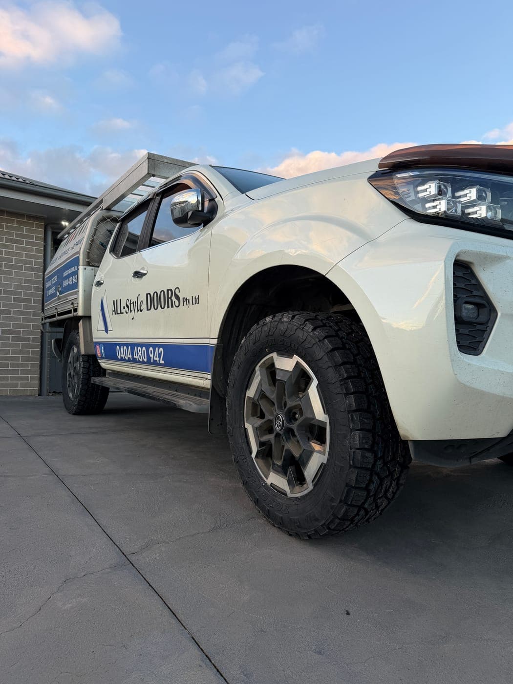 New all-terrain tyre fitted as part of a 4-tyre upgrade on a Nissan Navara in The Oaks